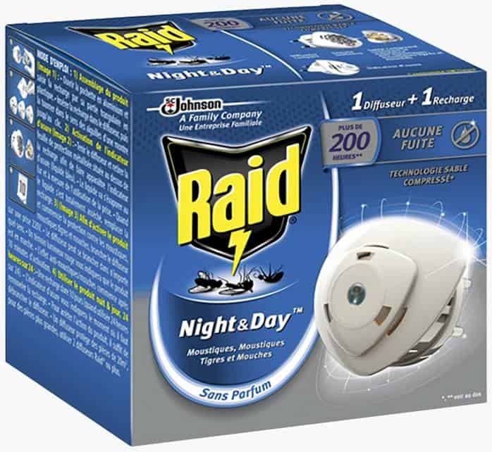 2 Nachfüller Raid Night & Day insectes Connecteur 1x Starter Conditionnement moustiques Connecteur 