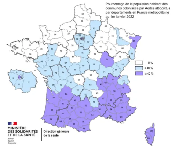 Carte de l'exposition des populations au Moustique en France